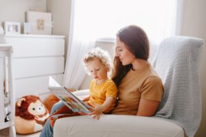 mom reading to child